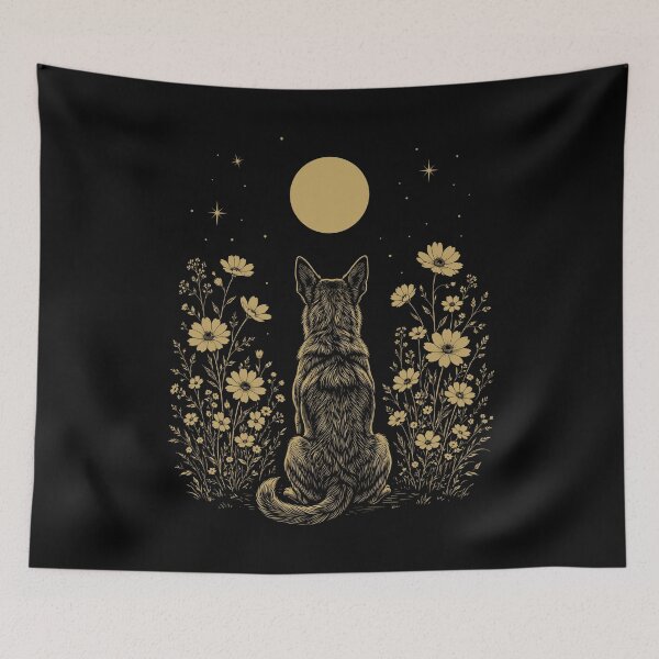 Artikelvorschau, Carolina Dog Moon Night Flower Minimalist Boho Dog Lover entworfen und verkauft von DoodleTortle.