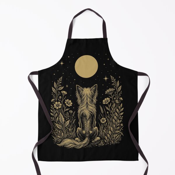 Aperçu de l'œuvre Chien chinois à crête, lune, nuit, fleur, style bohème minimaliste, amoureux des chiens créée et vendue par DoodleTortle.