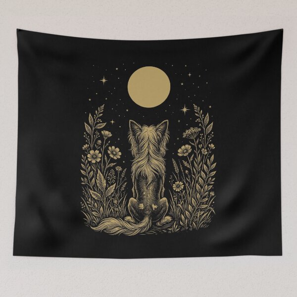 Item preview, Chinese Crested Dog Moon Night Flower Minimalist Boho Dog Lover designed and sold by DoodleTortle.