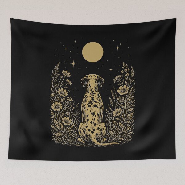 Item preview, Dalmatian Moon Night Flower Minimalist Boho Dog Lover designed and sold by DoodleTortle.