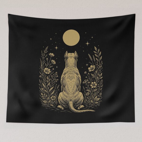 Item preview, Dogo Argentino Moon Night Flower Minimalist Boho Dog Lover designed and sold by DoodleTortle.