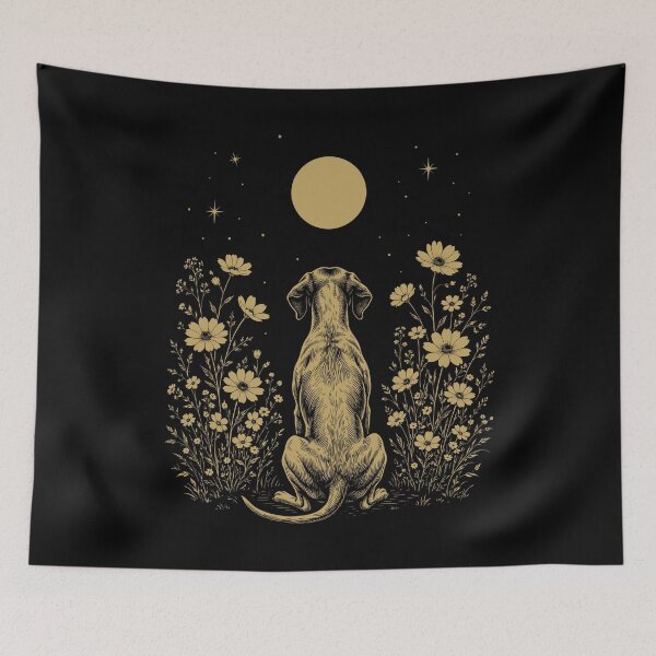 Item preview, English Pointer Moon Night Flower Minimalist Boho Dog Lover designed and sold by DoodleTortle.
