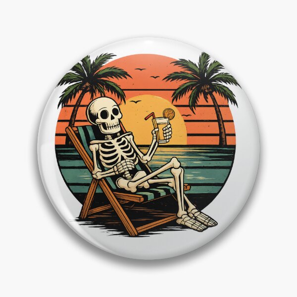 Item preview, Skeleton on Tropical Vacation Sunset | Funny Retro Beach Skeleton Design designed and sold by NightSpell.