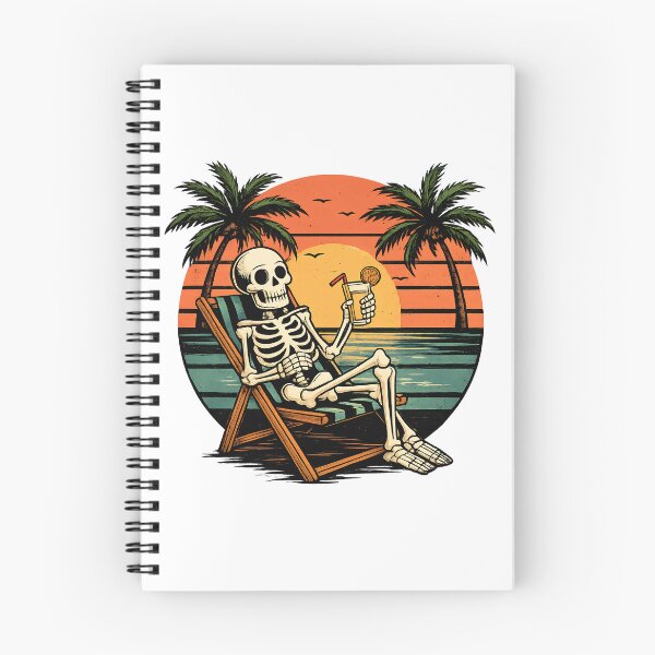 Item preview, Skeleton on Tropical Vacation Sunset | Funny Retro Beach Skeleton Design designed and sold by NightSpell.