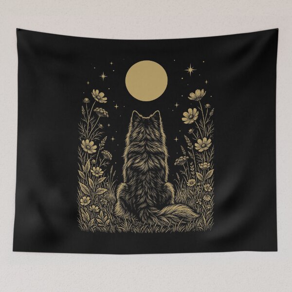 Item preview, Finnish Lapphund Moon Night Flower Minimalist Boho Dog Lover designed and sold by DoodleTortle.