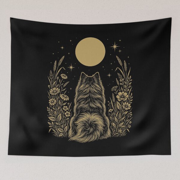 Item preview, German Spitz Moon Night Flower Minimalist Boho Dog Lover designed and sold by DoodleTortle.