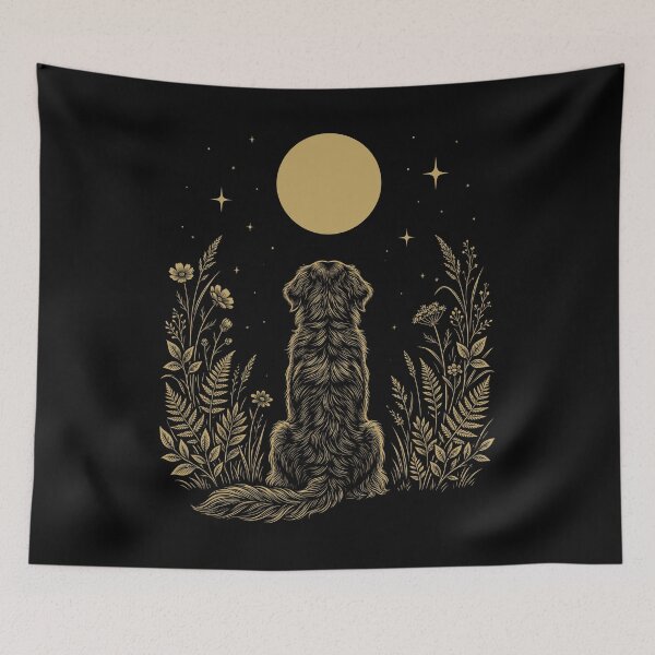 Item preview, Hovawart Moon Night Flower Minimalist Boho Dog Lover designed and sold by DoodleTortle.