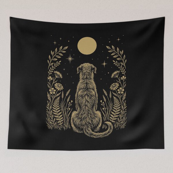 Item preview, Irish Wolfhound Moon Night Flower Minimalist Boho Dog Lover designed and sold by DoodleTortle.
