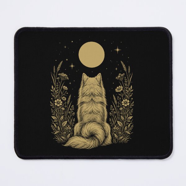 Item preview, Japanese Spitz Moon Night Flower Minimalist Boho Dog Lover designed and sold by DoodleTortle.