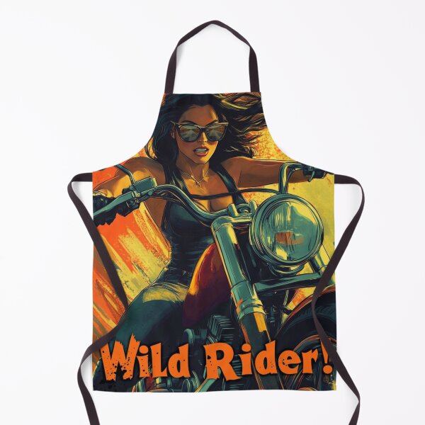 Item preview, Wild Rider - Biker Girl Motorcycle Retro Comic Art Vintage Chopper Woman Rider Gift designed and sold by Vicky021.
