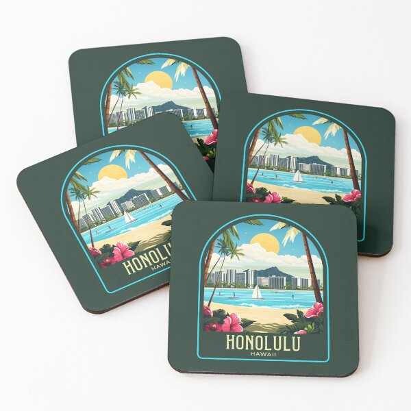 Item preview, Honolulu Vintage Travel Illustration designed and sold by HomeLivingCo.