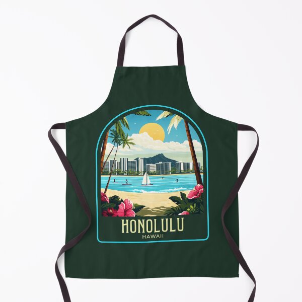 Item preview, Honolulu Vintage Travel Illustration designed and sold by HomeLivingCo.