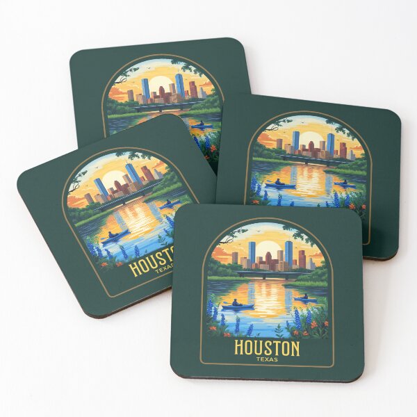 Item preview, Houston Vintage Travel Illustration designed and sold by HomeLivingCo.