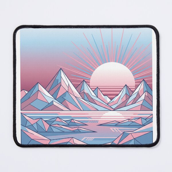 Item preview, Retro 80s Transgender Pride Sunrise- Aesthetic Synthwave Landscape designed and sold by Wittylayer.