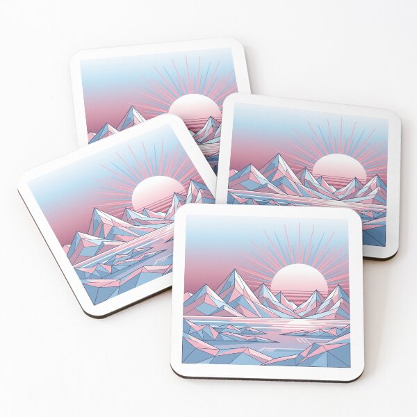 Item preview, Retro 80s Transgender Pride Sunrise- Aesthetic Synthwave Landscape designed and sold by Wittylayer.