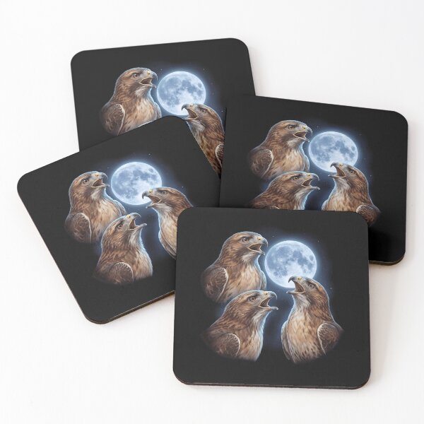 Item preview, Red tailed Hawk Howling Moon Art Bird Lover Birding designed and sold by TerryConnells.