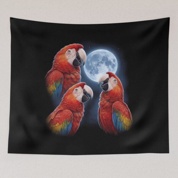 Item preview, Scarlet Macaw Howling Moon Art Parrot Lover designed and sold by TerryConnells.