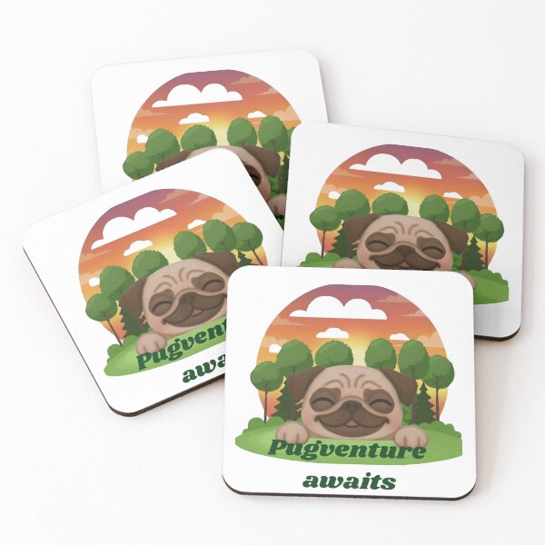 Item preview, Pugventure awaits -cute pug sticker  designed and sold by Bud the Pug & Friends .
