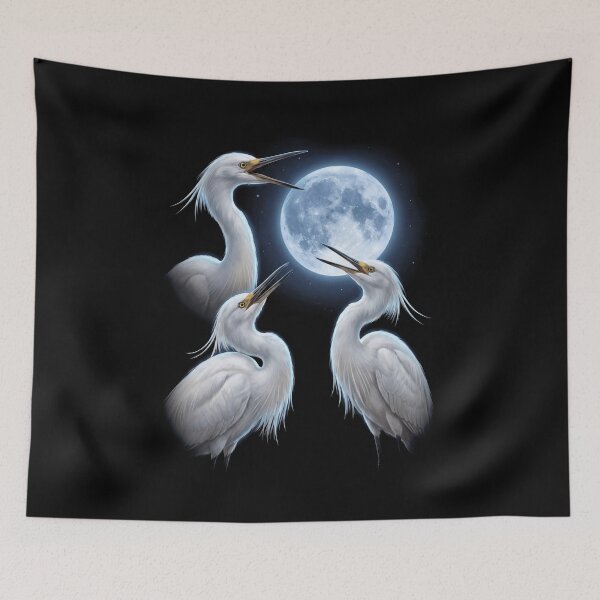 Item preview, Snowy Egret Howling Moon Art Bird Lover Birding designed and sold by TerryConnells.