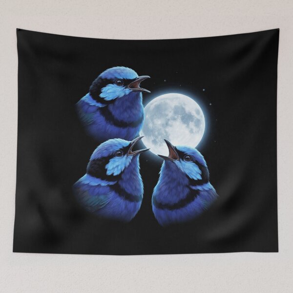 Item preview, Superb Fairy wren Howling Moon Art Bird Lover Birding designed and sold by TerryConnells.