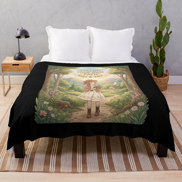 Item preview, Anime Forest Adventure Quote Follow Your Own Path Inspirational Cozy Manga Design designed and sold by Im-Ara.