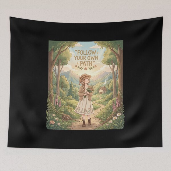 Item preview, Anime Forest Adventure Quote Follow Your Own Path Inspirational Cozy Manga Design designed and sold by Im-Ara.