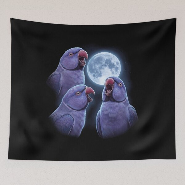 Item preview, Violet Indian Ringneck Howling Moon Art Parrot Lover designed and sold by TerryConnells.