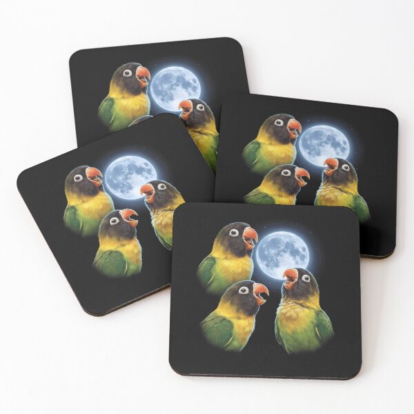 Item preview, Yellow Collared Lovebird Howling Moon Art Parrot Lover designed and sold by TerryConnells.