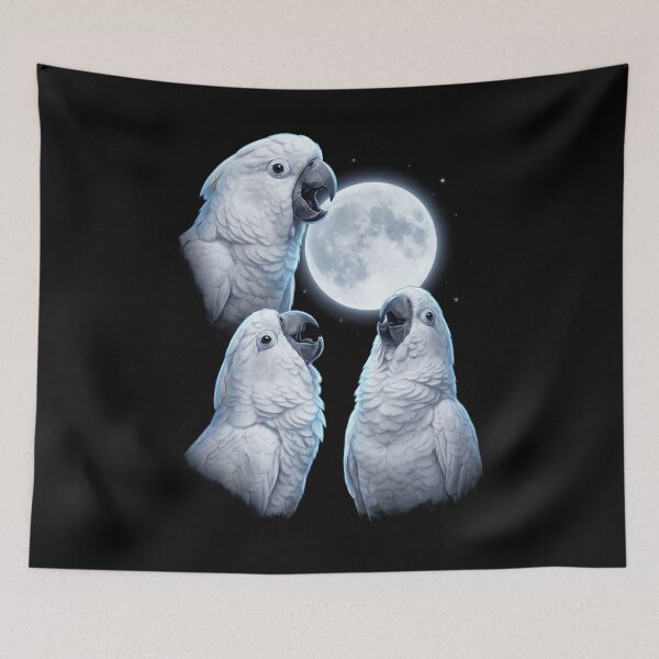 Item preview, White Umbrella Cockatoo Howling Moon Art Parrot Lover designed and sold by TerryConnells.