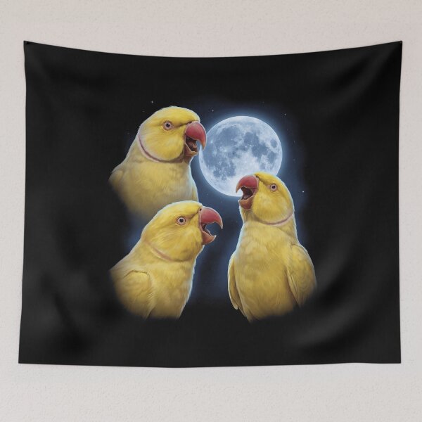 Item preview, Yellow Ringneck Parakeet Howling Moon Art Parrot Lover designed and sold by TerryConnells.