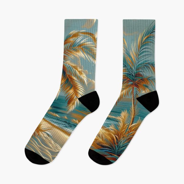 Item preview, Teal Palm Trees Over Golden Ocean Sunset designed and sold by MargaretWiktor.