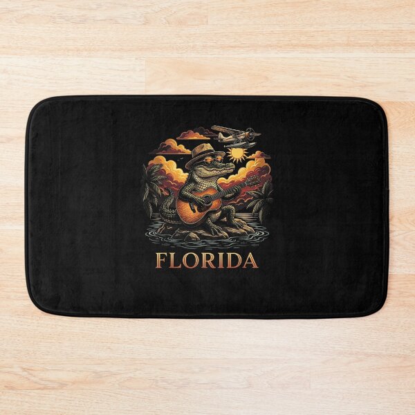 Item preview, Florida Alligator Playing Guitar Retro Sunset Art designed and sold by b3ida-zl.