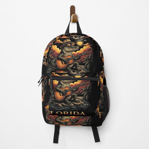 Item preview, Florida Alligator Playing Guitar Retro Sunset Art designed and sold by b3ida-zl.