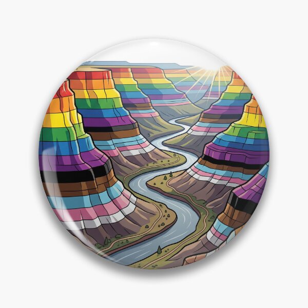 Item preview, Progress Pride Canyon River - Inclusive Rainbow Landscape Art designed and sold by Wittylayer.