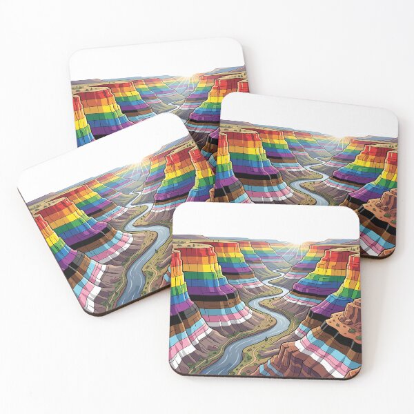 Item preview, Progress Pride Canyon River - Inclusive Rainbow Landscape Art designed and sold by Wittylayer.