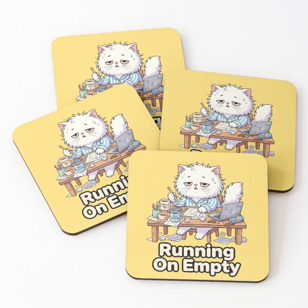 Item preview, Running On Empty - Sleepy White Cat designed and sold by Wennity.
