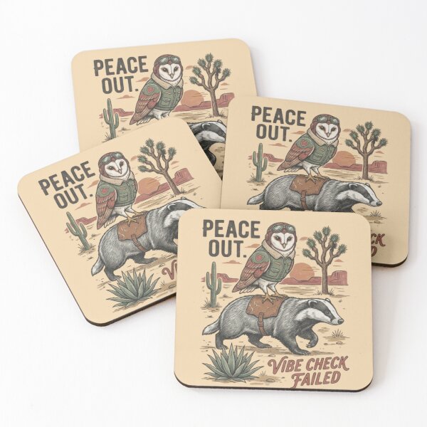Item preview, Pilot Owl and Badger – Whimsical Desert Adventure Art designed and sold by Dogandesighn.