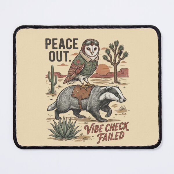 Item preview, Pilot Owl and Badger – Whimsical Desert Adventure Art designed and sold by Dogandesighn.