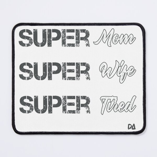 Item preview, Super Mom Wife Tired Funny Mother's Day Distressed Varsity Script T-Shirt Design designed and sold by DesignArtist.ia.