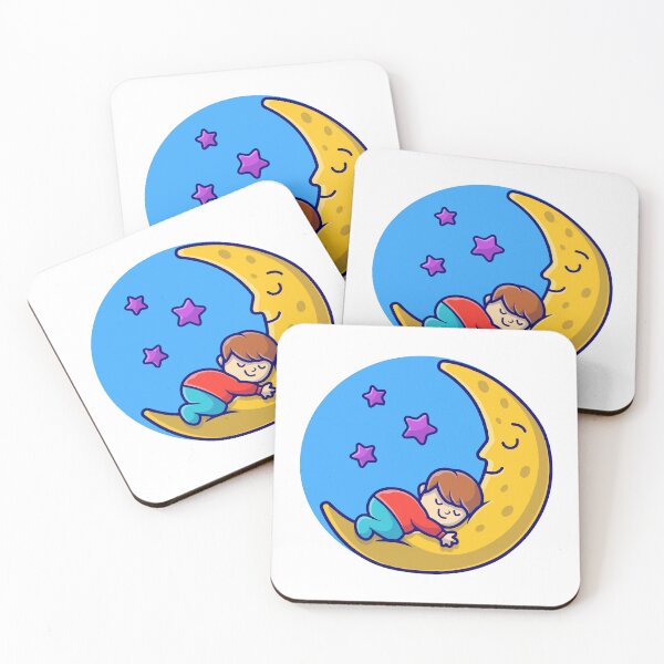 Item preview, Little Boy Sleeping Soundly on the Crescent Moon` designed and sold by odaignea.