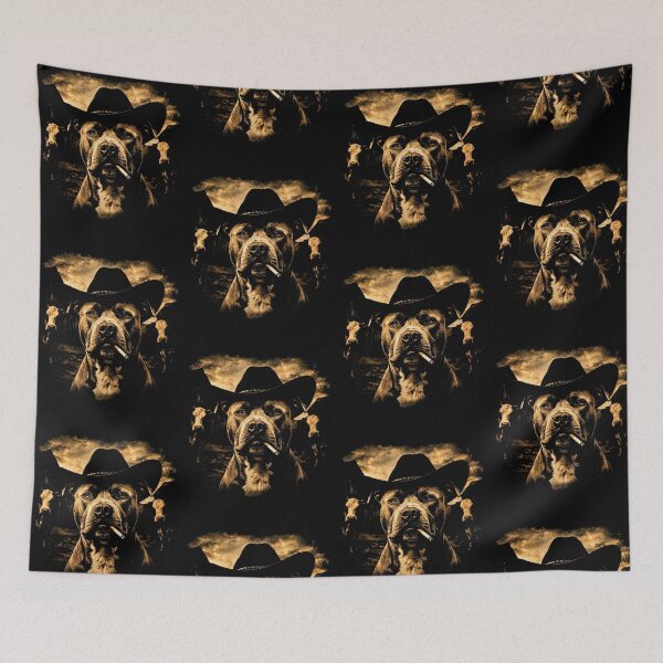 Item preview, Pit Bull Western Graphic Cowboy Dog Smoking Ranch Rodeo designed and sold by b3ida-zl.