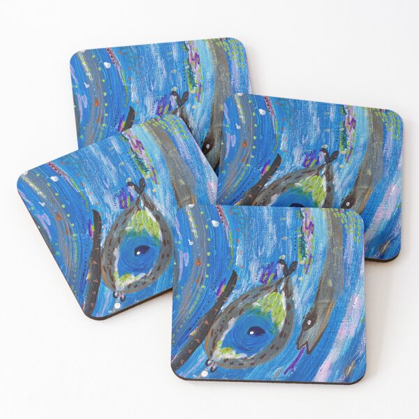 Item preview, The Blue Swirl Meets a Strange Creature — Art Print designed and sold by thegindielady.