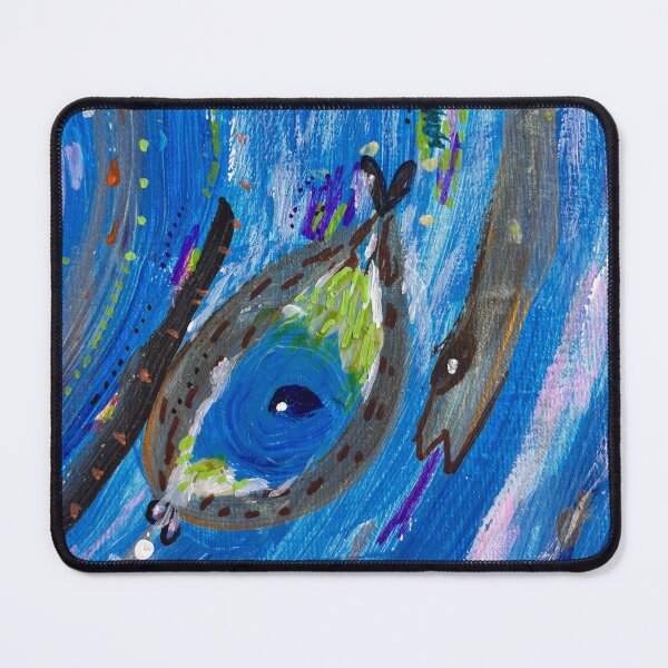 Item preview, The Blue Swirl Meets a Strange Creature — Art Print designed and sold by thegindielady.