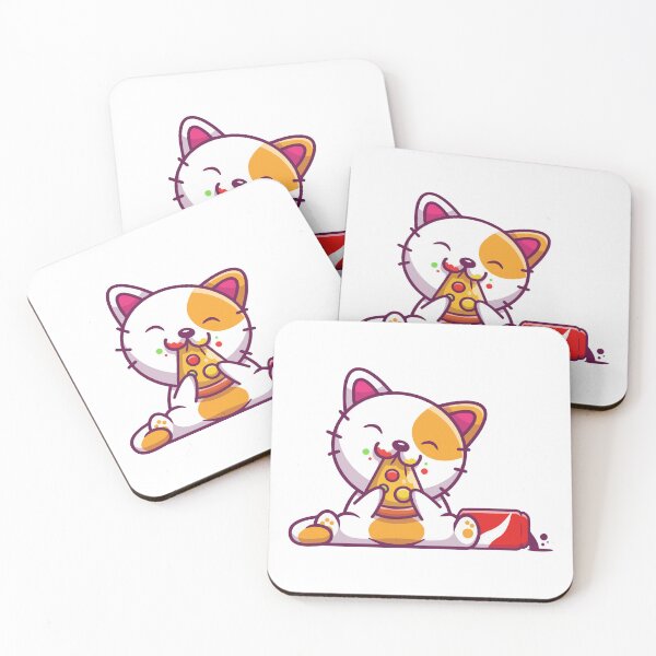 Item preview, Funny Cat Eating Pizza and Soda Cartoon` designed and sold by odaignea.