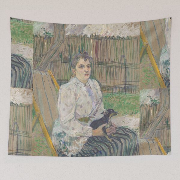 Item preview, Lady with a Dog by Henri de Toulouse-Lautrec | Post-Impressionist Vintage French Portrait Print designed and sold by artofuniverse.