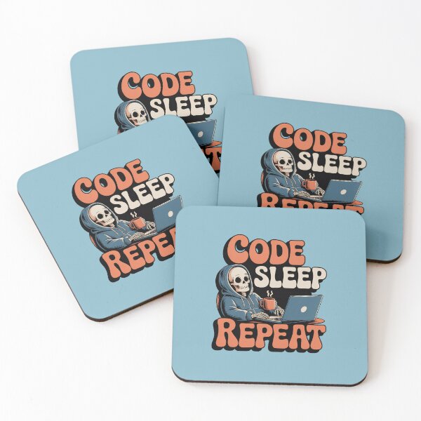 Item preview, Code Sleep Repeat Funny Programmer Skeleton Retro Coding Shirt designed and sold by Raw Tigers.