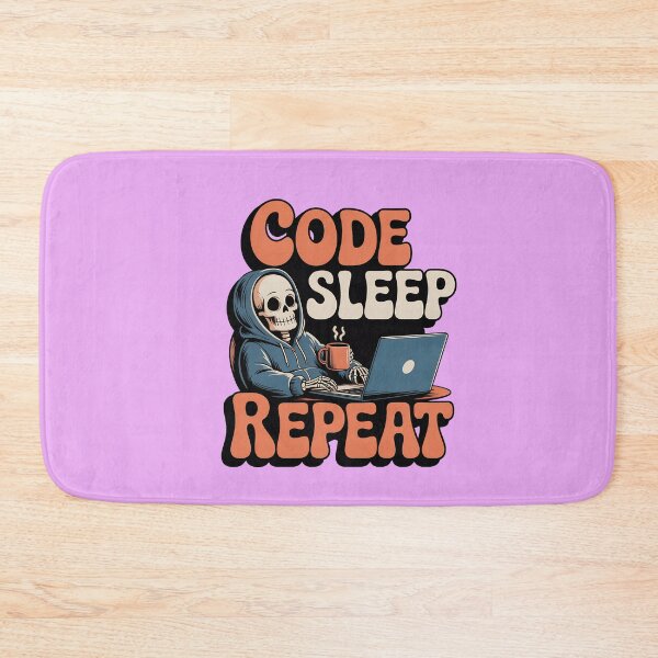 Item preview, Code Sleep Repeat Funny Programmer Skeleton Retro Coding Shirt designed and sold by Raw Tigers.