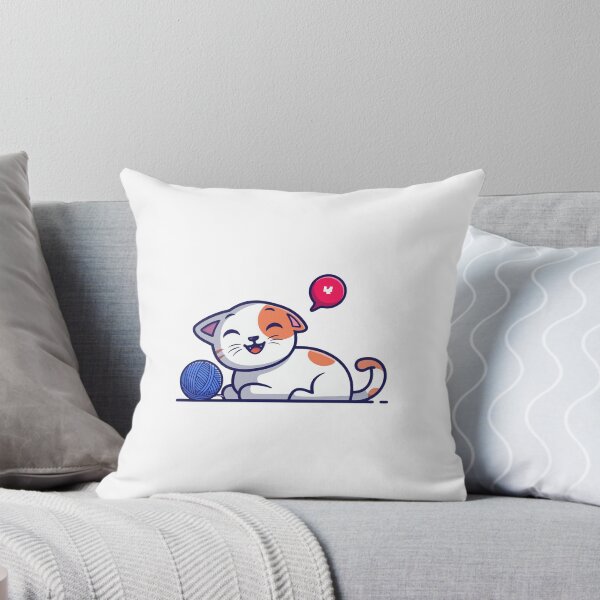Item preview, Playful Calico Cat with Blue Yarn Ball` designed and sold by odaignea.