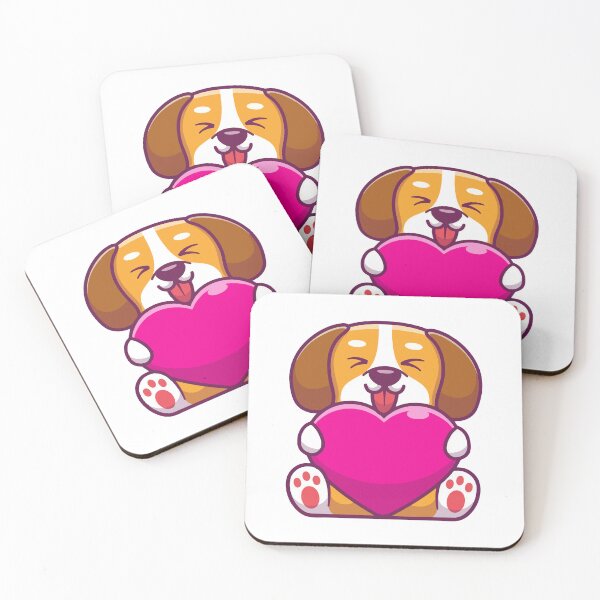 Item preview, Cute Beagle Dog Holding a Pink Heart` designed and sold by odaignea.