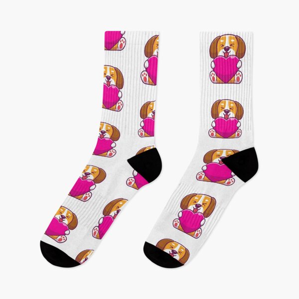 Item preview, Cute Beagle Dog Holding a Pink Heart` designed and sold by odaignea.